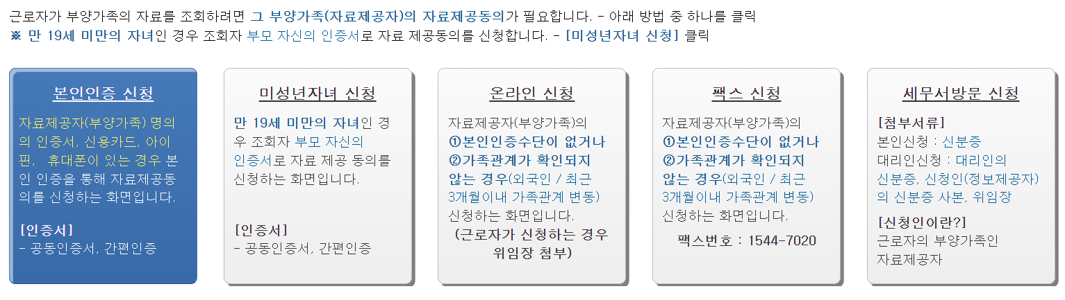 홈택스-부양가족등록