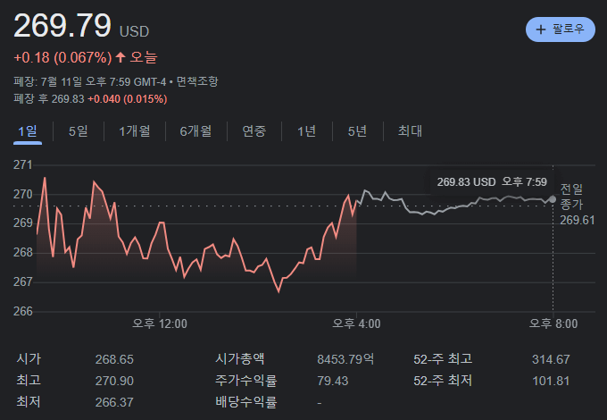 테슬라 종가