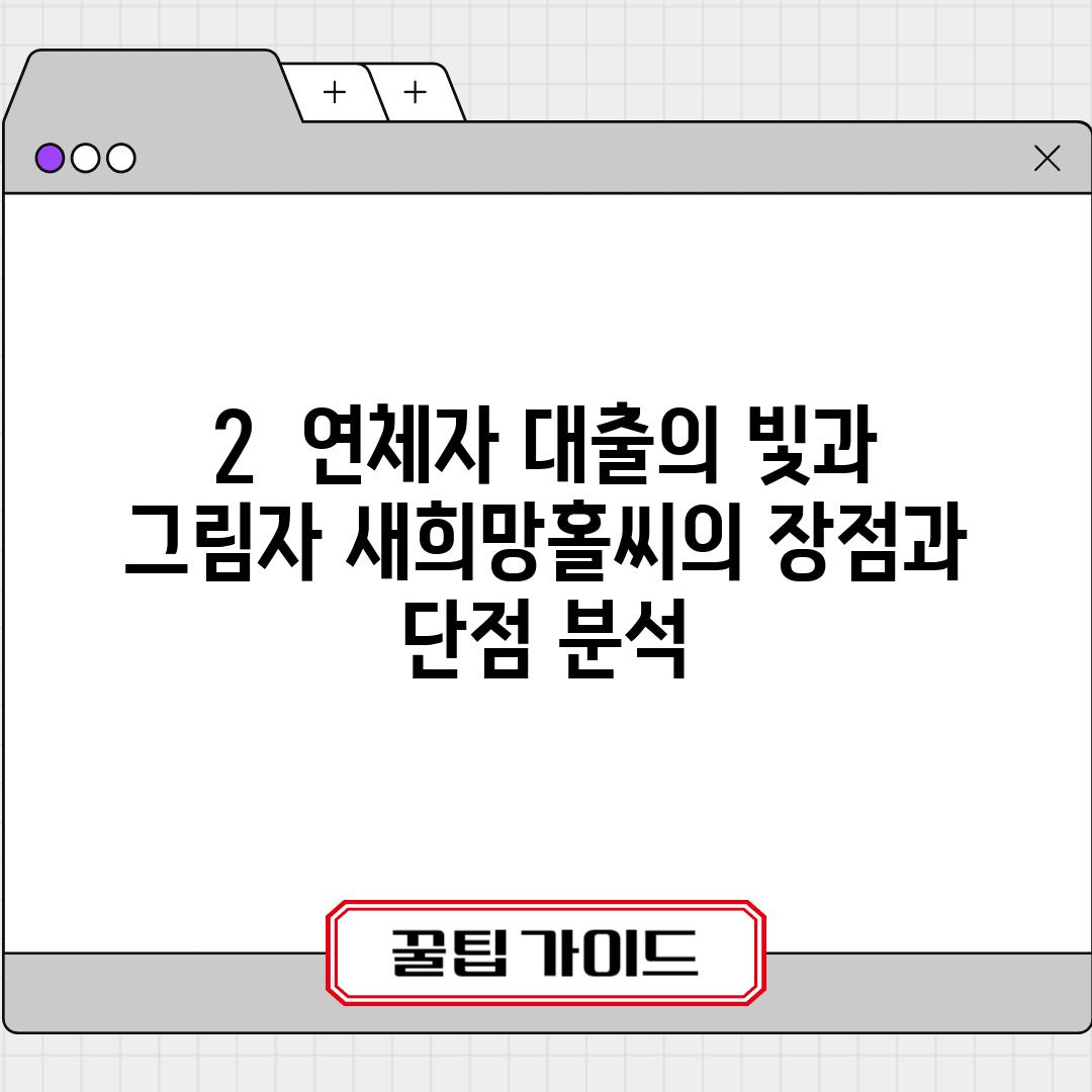 2. 연체자 대출의 빛과 그림자: 새희망홀씨의 장점과 단점 분석