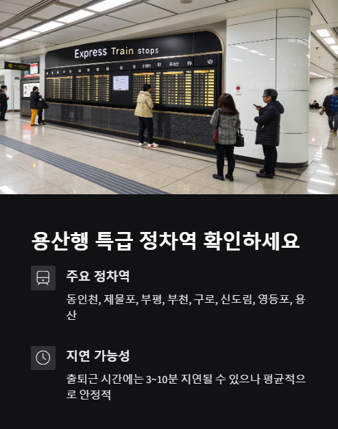 용산행 특급 정차역 확인하세요
