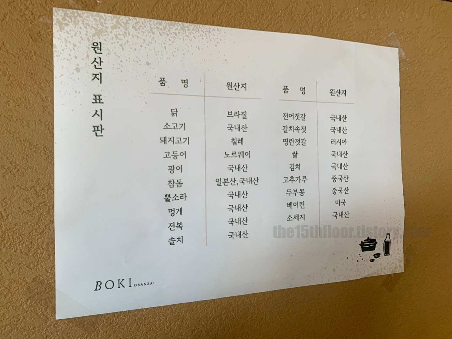 부산 기장 '보키 오반자이' 원산지