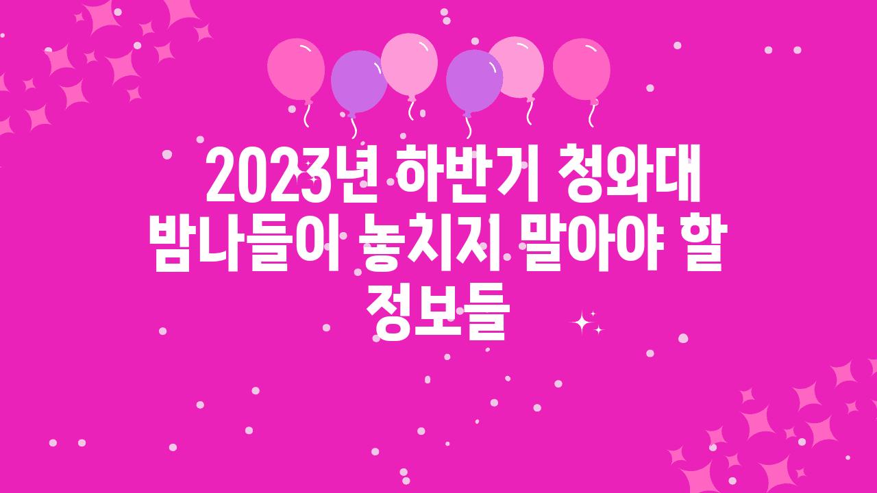   2023년 하반기 청와대 밤나들이 놓치지 말아야 할 정보들