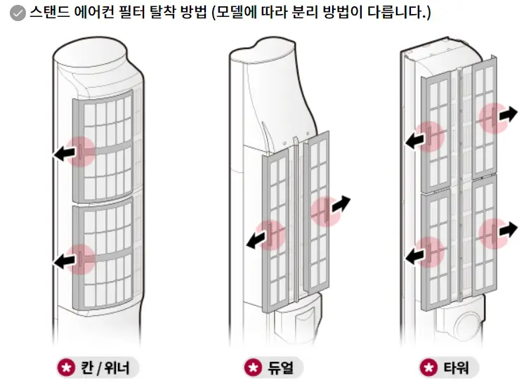 LG에어컨-스탠드형-필터-탈착