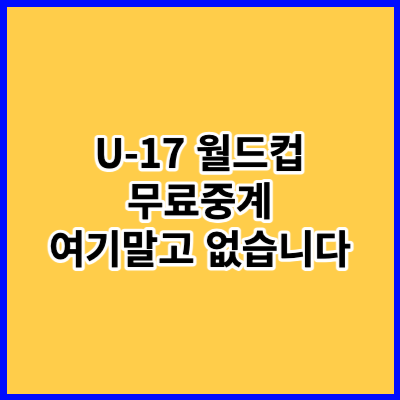 2023 U-17 월드컵 축대한민국 프랑스 경기 일정 무료 중계 사이트