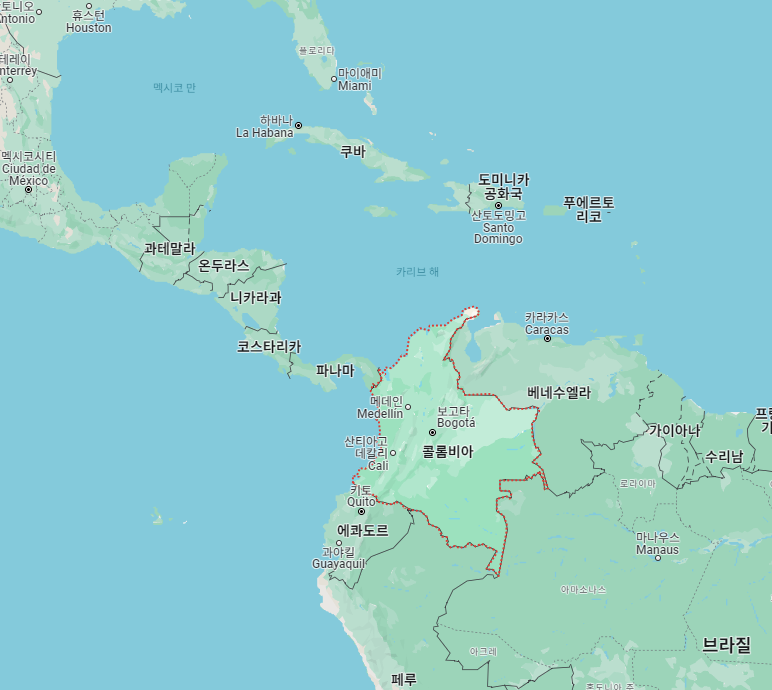 콜롬비아 지도(구글)