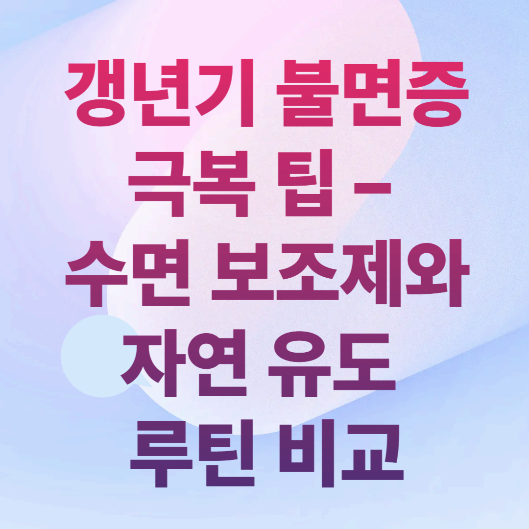 갱년기 불면증 극복 팁 – 수면 보조제와 자연 유도 루틴 비교