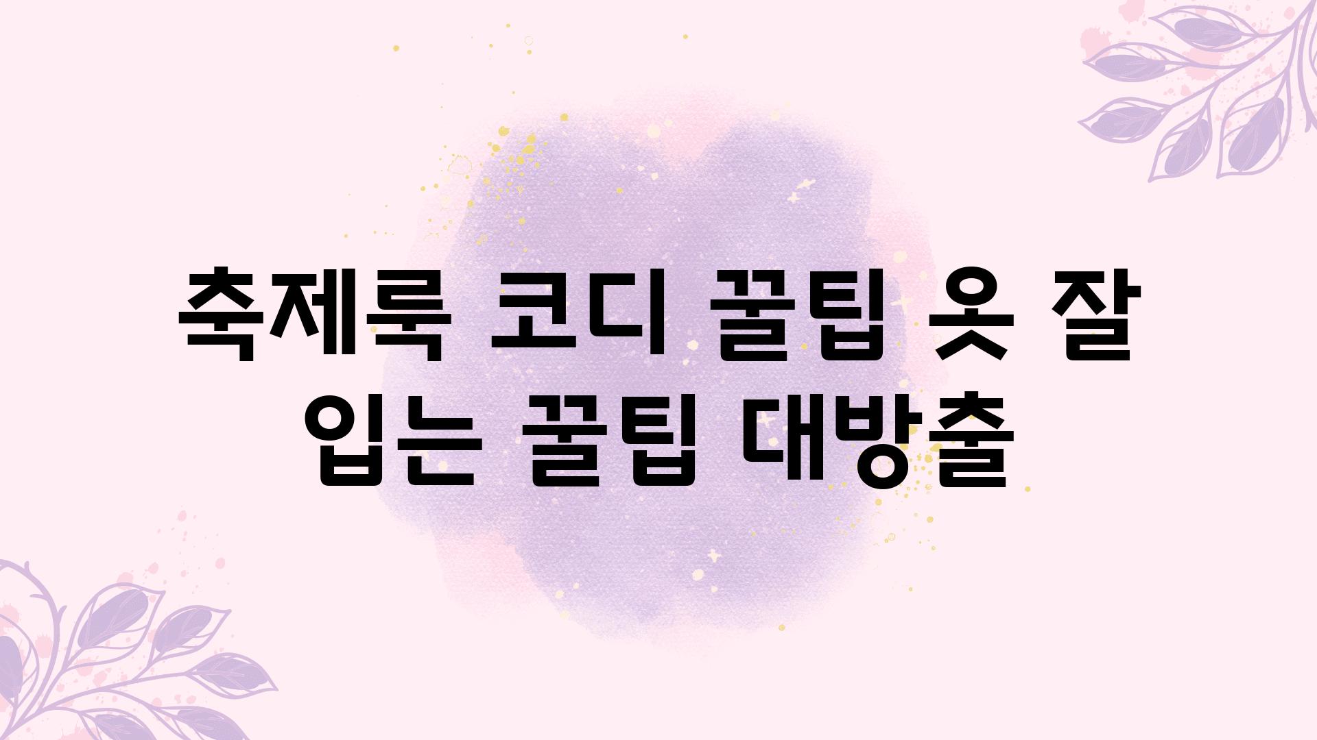 축제룩 코디 꿀팁 옷 잘 입는 꿀팁 대방출