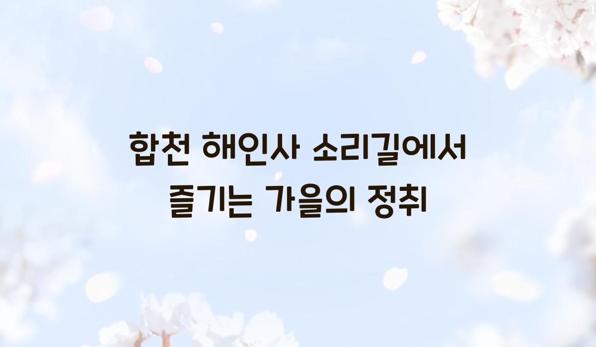 합천 해인사 소리길