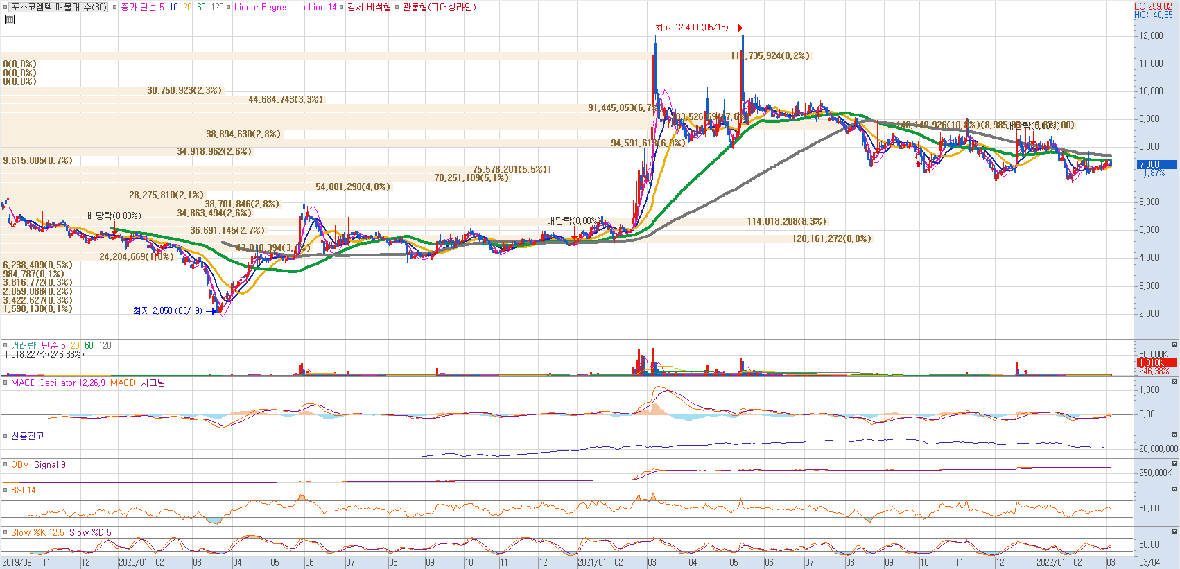 포스코엠텍 일봉차트(영웅문HTS)