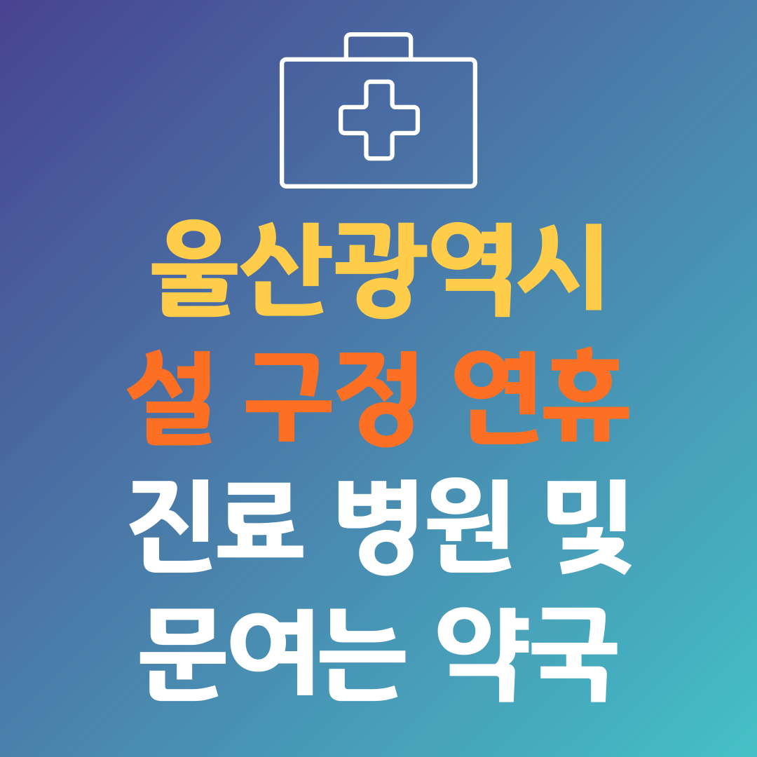 울산광역시 설 구정 연휴 진료 병원 및 문여는 약국