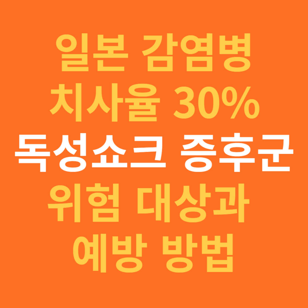 일본 감염병 독성쇼크증후군 증상&#44;주의해야할 사람과 장소