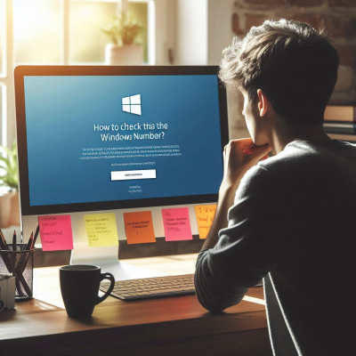 윈도우 제품 키 입력 페이지를 바라보는 남성