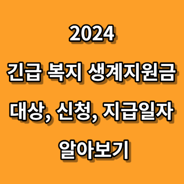 2024 긴급복지 생계지원금 대상&#44; 신청&#44; 지급일자에 대한 총정리