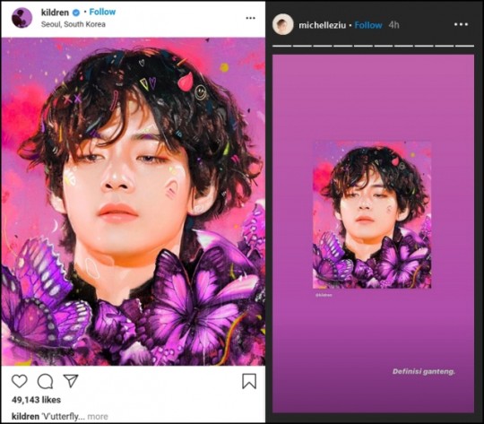  화가 킬드런, 방탄소년단 뷔 그린 그림 공개, 아름다움 그 자체