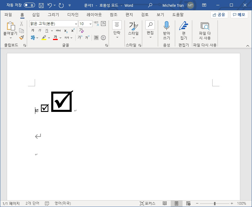 워드 체크박스 박스