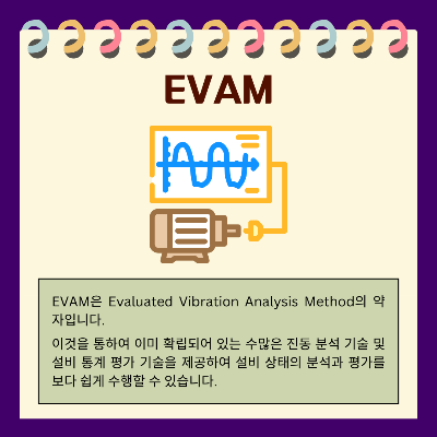 EVAM은-Evaluated-Vibration-Analysis-Method의-약자입니다.
이것을-통하여-이미-확립되어-있는-수많은-진동-분석-기술-및-설비-통계-평가-기술을-제공하여-설비-상태의-분석과-평가를-보다-쉽게-수행할-수-있습니다.