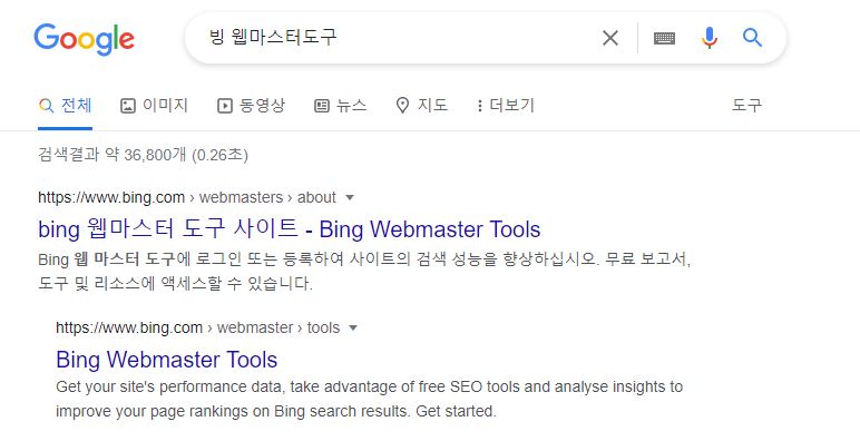 빙 웹마스터 도구