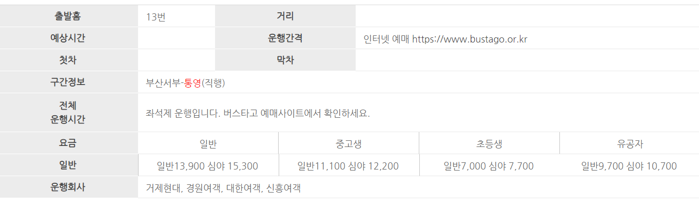 사상시외버스터미널-시간표