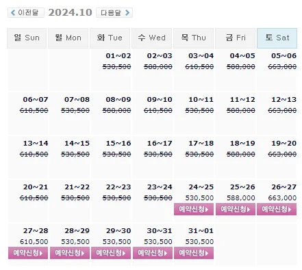 휘닉스파크cc 1박 2일 골프 패키지 가격 및 날씨 (10월 24일)
