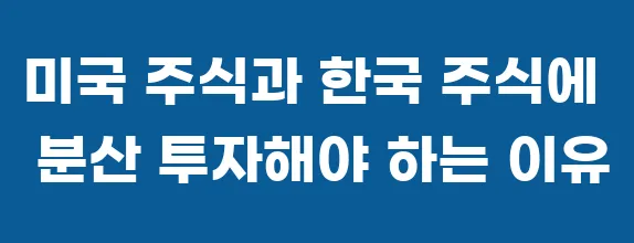 미국 주식과 한국 주식에 분산 투자해야 하는 이유