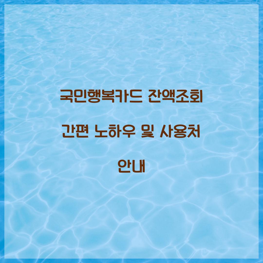 국민행복카드 잔액조회
