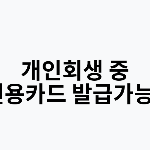 개인회생 중 신용카드 발급가능?