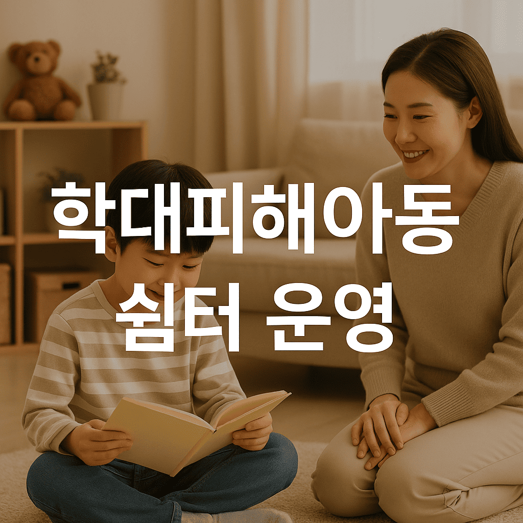 따뜻한-쉼터-내부에서-한국인-초등학생-아동이-보호자와-함께-책을-읽으며-안정된-표정으로-앉아있는-장면