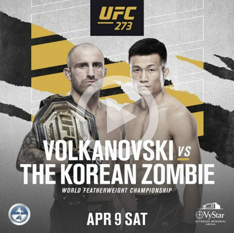  UFC 페더급 정찬성 볼카노프스키 타이틀전 및 실시간 중계안내