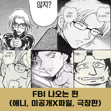 명탐정코난 FBI 나오는 편으로 애니메이션&#44; 미공개X파일&#44; 극장판을 포함하고 있습니다.