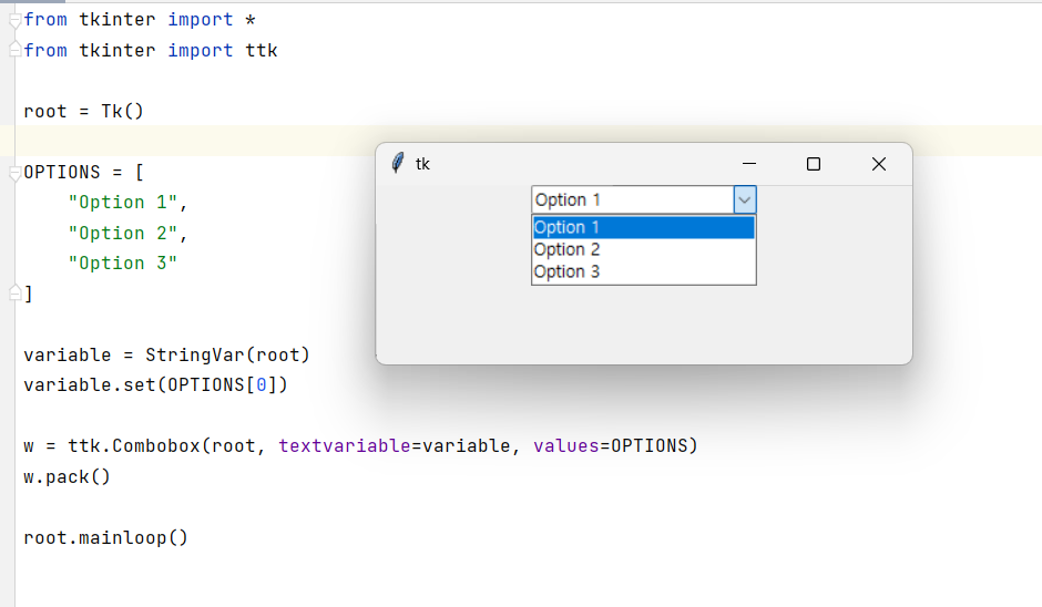 파이썬 tkinter 콤보박스