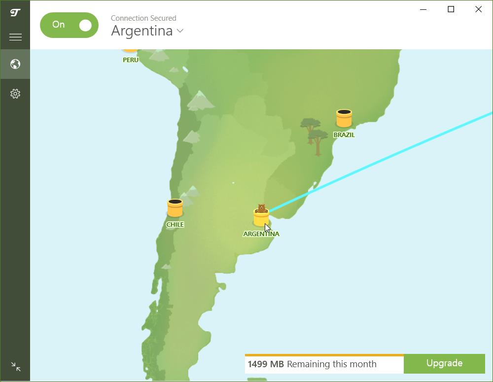 터널베어(TunnelBear) VPN 아르헨티나 접속