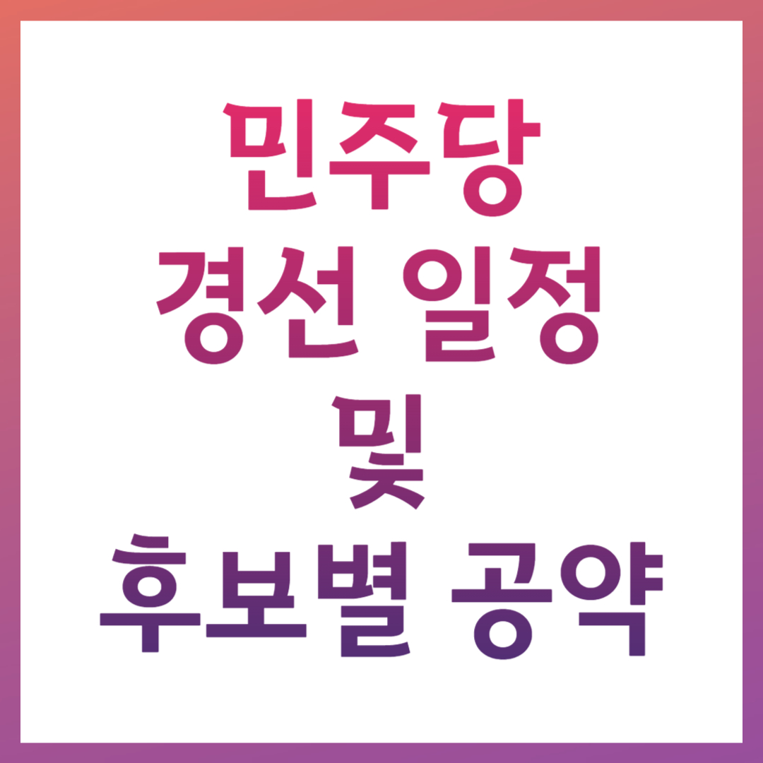 2025 조기대선 민주당 경선 일정 및 후보별 공약 분석