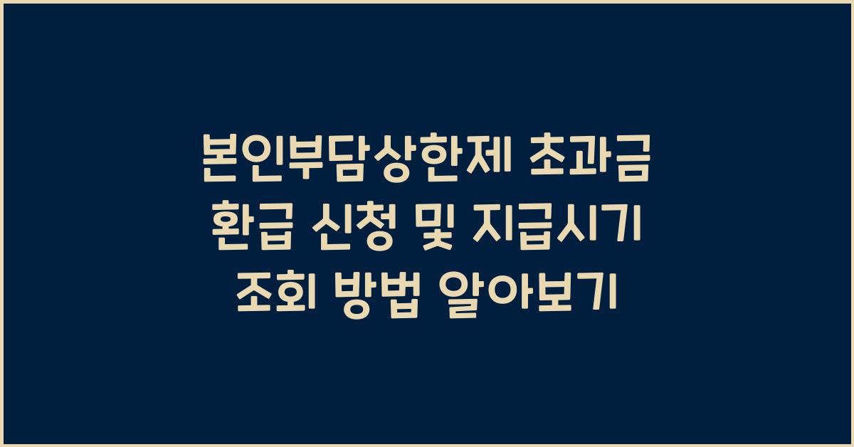 본인부담상한제 초과금 환급 신청 2025년 국민건강보험 상한액 초과금 지급신청서 지급시기 조회 방법
