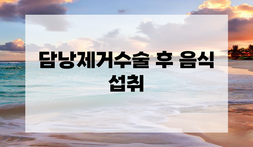 담낭제거수술 후 음식 섭취