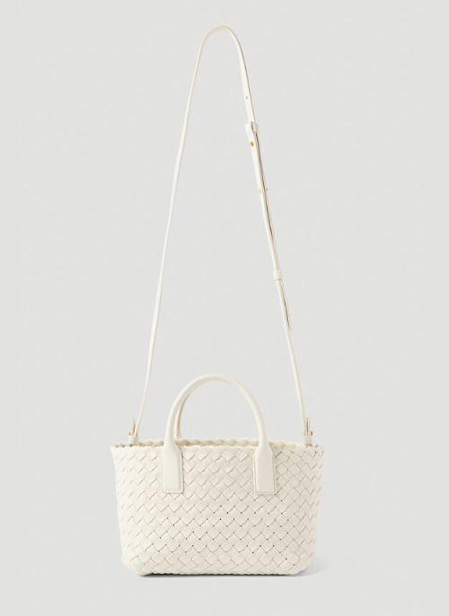 Cabat Mini Tote Bag in White (Bottega Veneta)