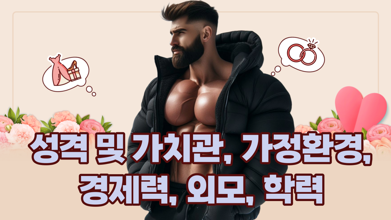 성격 및 가치관&#44; 가정환경&#44; 경제력&#44; 외모&#44; 학력