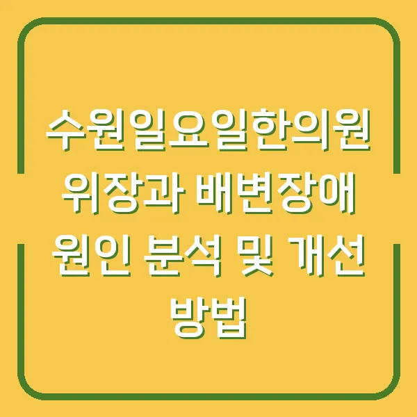 수원일요일한의원 위장과 배변장애 원인 분석 및 개선 방법