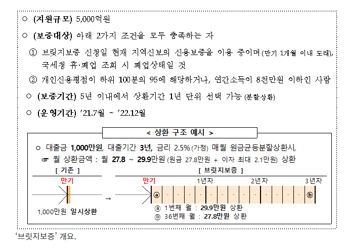  [중소벤처기업부] 폐업 소상공인 상환부담 덜어주는 ‘브릿지보증’ 7월 나온다