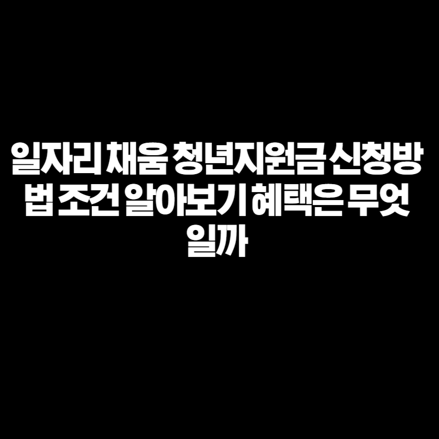 일자리 채움 청년지원금 신청방법 조건 알아보기 혜택은 무엇일까 일자리 채움 청년지원금 신청방법 조건 알아보기 혜택은 무엇일까
