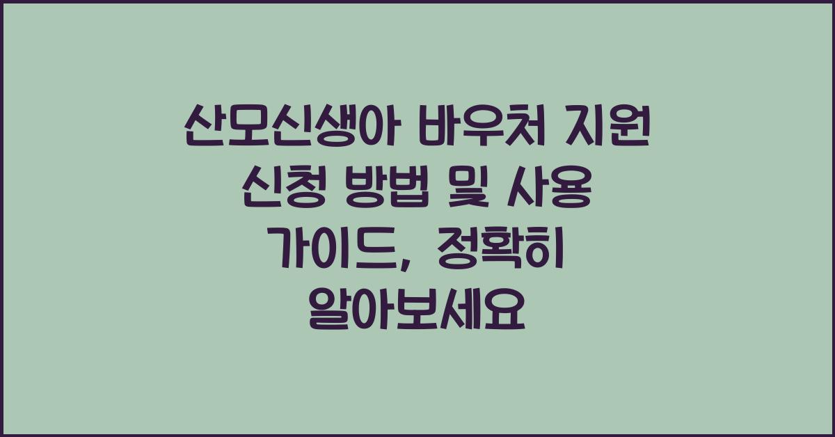 산모신생아 바우처 지원 신청 방법 및 사용 가이드