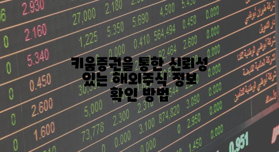 키움증권을 통한 신뢰성 있는 해외주식 정보 확인 방법