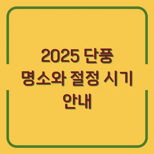 2025 단풍 명소와 절정 시기 안내