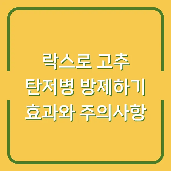 락스로 고추 탄저병 방제하기 효과와 주의사항