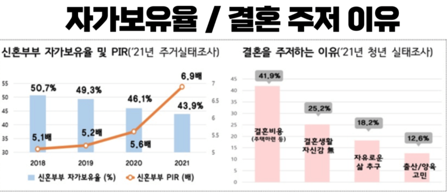 자가보유율 및 결혼 주저하는 이유