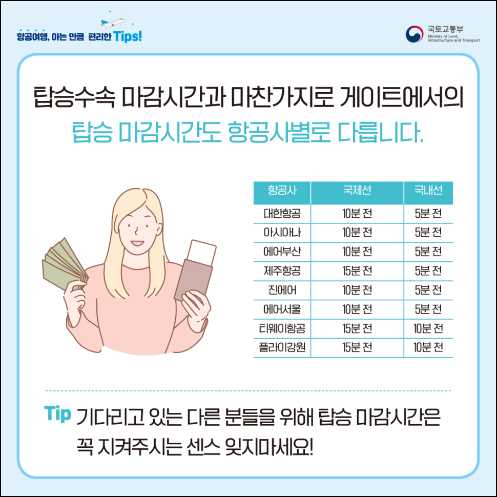 탑승게이트에서의 마감시간 관련 도착 시간