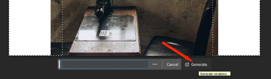 포토샵cc에서 명령어 없이 generate 버튼을 누르는 모습