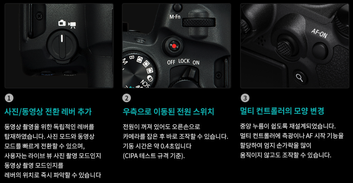 캐논 EOS R6 mark2 전원 컨트롤러 조작부 위치 변경