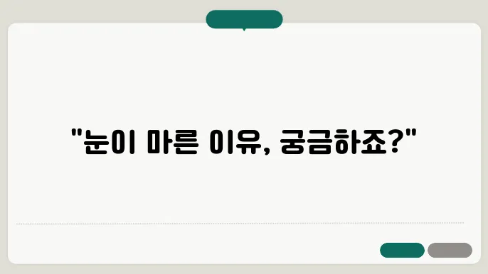 건성안 증후군(Dry Eye Syndrome)의 원인과 증상