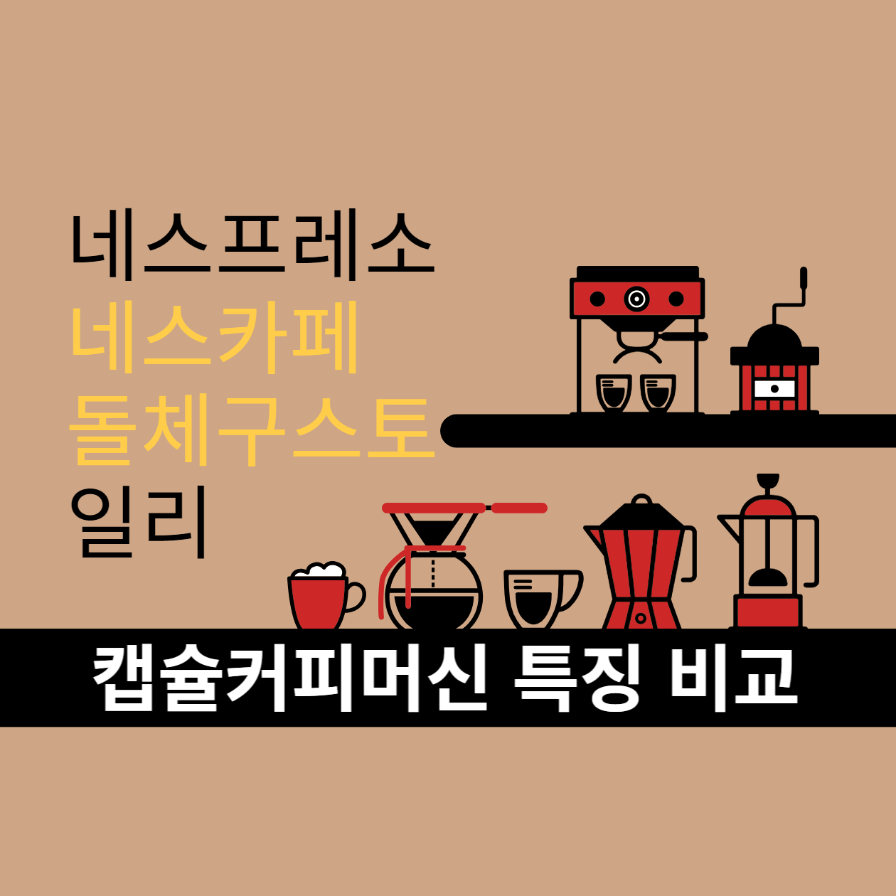  캡슐커피머신 네스프레소 돌체구스토 일리 특징 완벽 비교