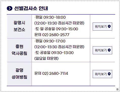  광명 코로나 선별진료소 운영시간/위치/주소